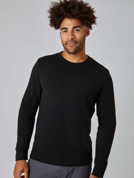 Best Seller's Thermal Long Sleeve Crew 3-Pack | Model Wears Black Thermal in Size Large | Fresh Clean Threads